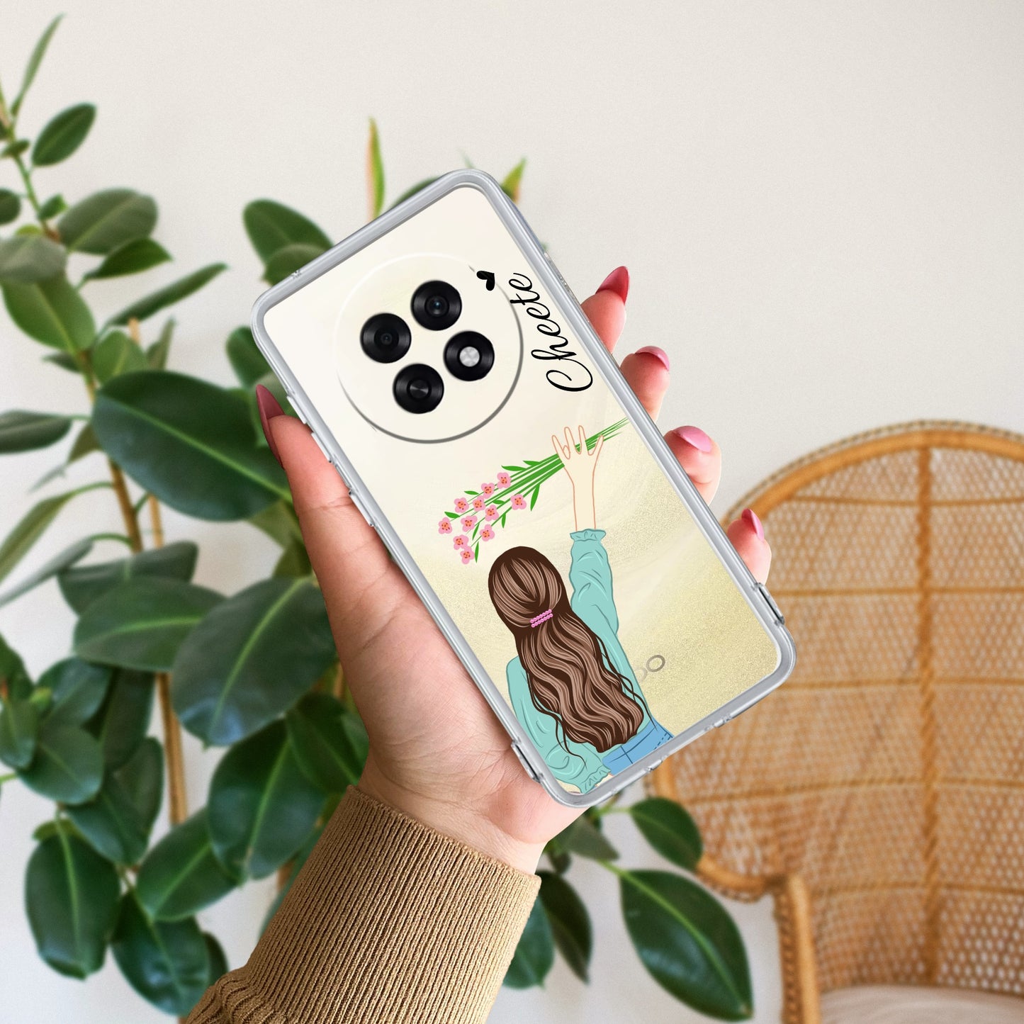 Personalized Blue Blossom Girl Transparent Silicon Case For Oppo