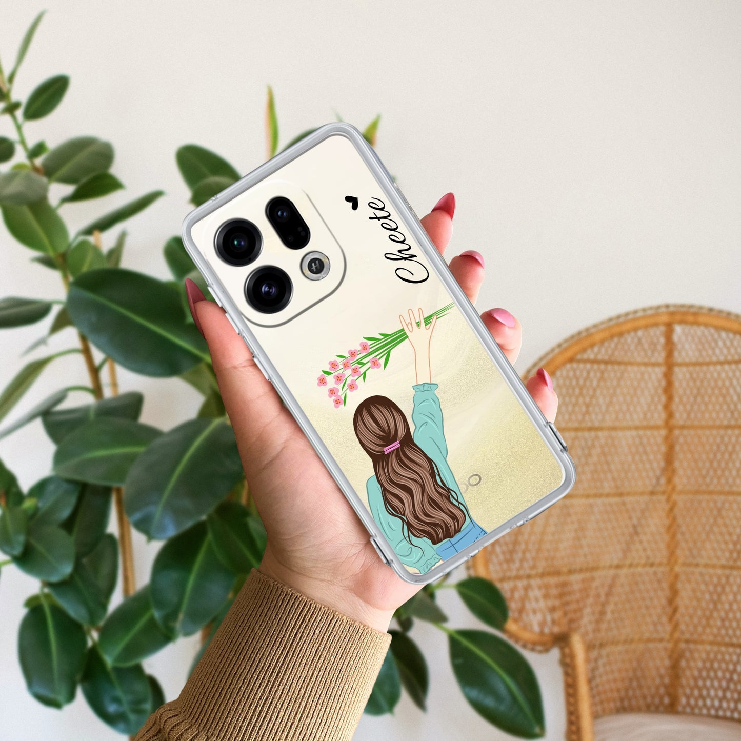 Personalized Blue Blossom Girl Transparent Silicon Case For Oppo