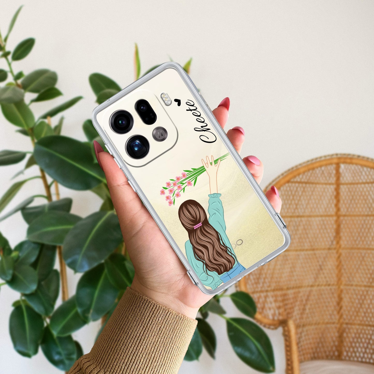 Personalized Blue Blossom Girl Transparent Silicon Case For Oppo