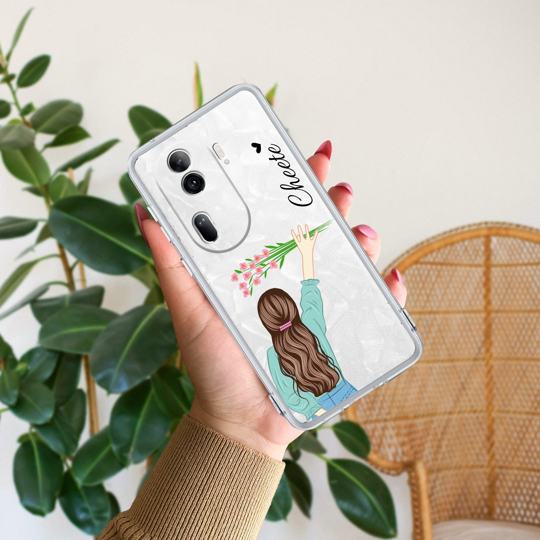 Personalized Blue Blossom Girl Anti Yellow Case For Oppo Reno 11 Pro 5G