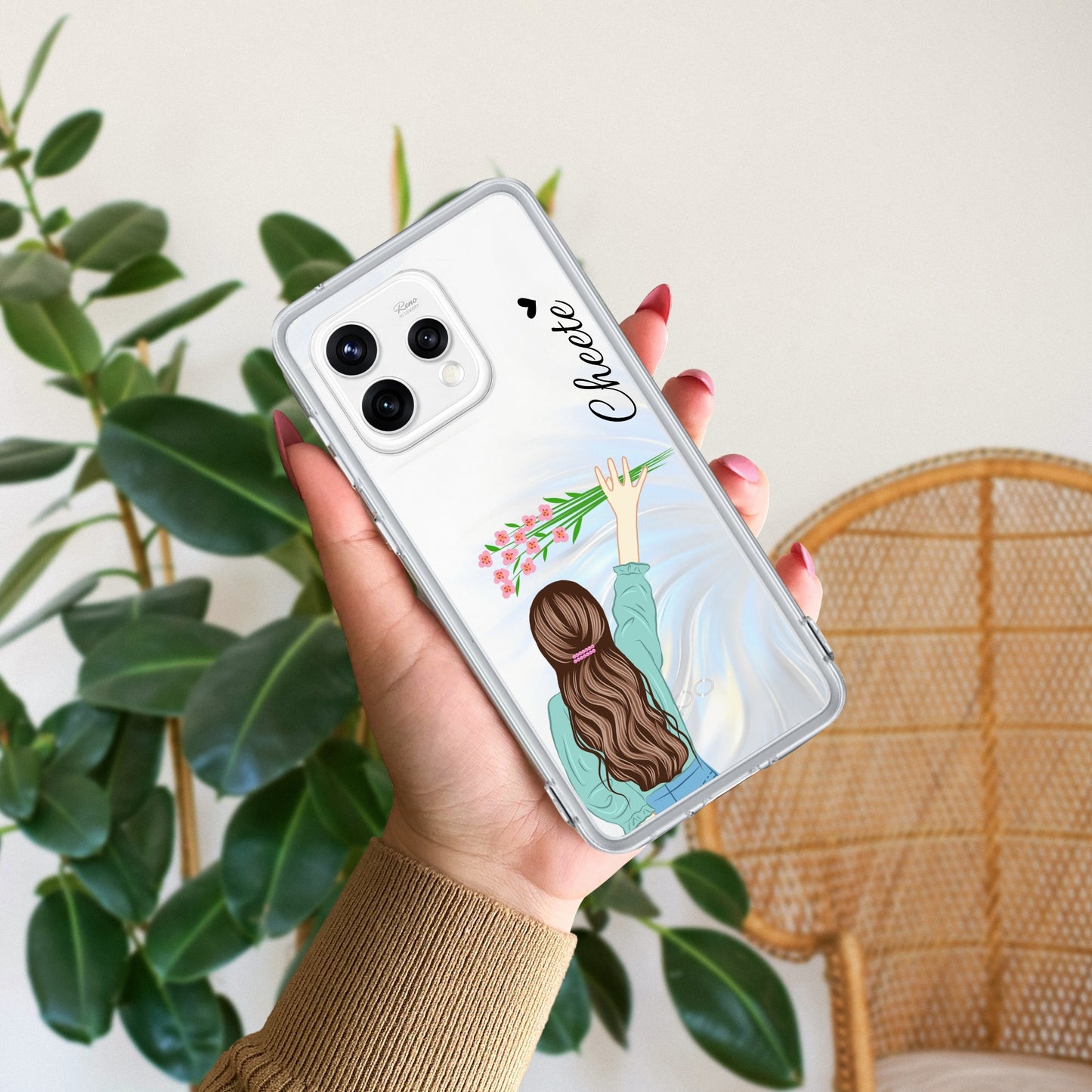 Personalized Blue Blossom Girl Transparent Silicon Case For Oppo