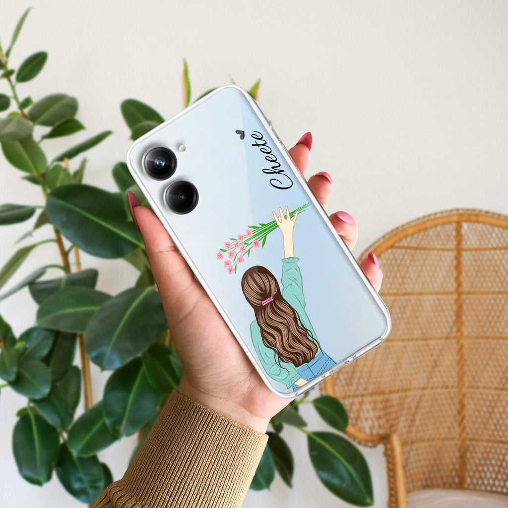 Personalized Blue Blossom Girl Anti Yelllow Case For Realme 10 Pro 5G