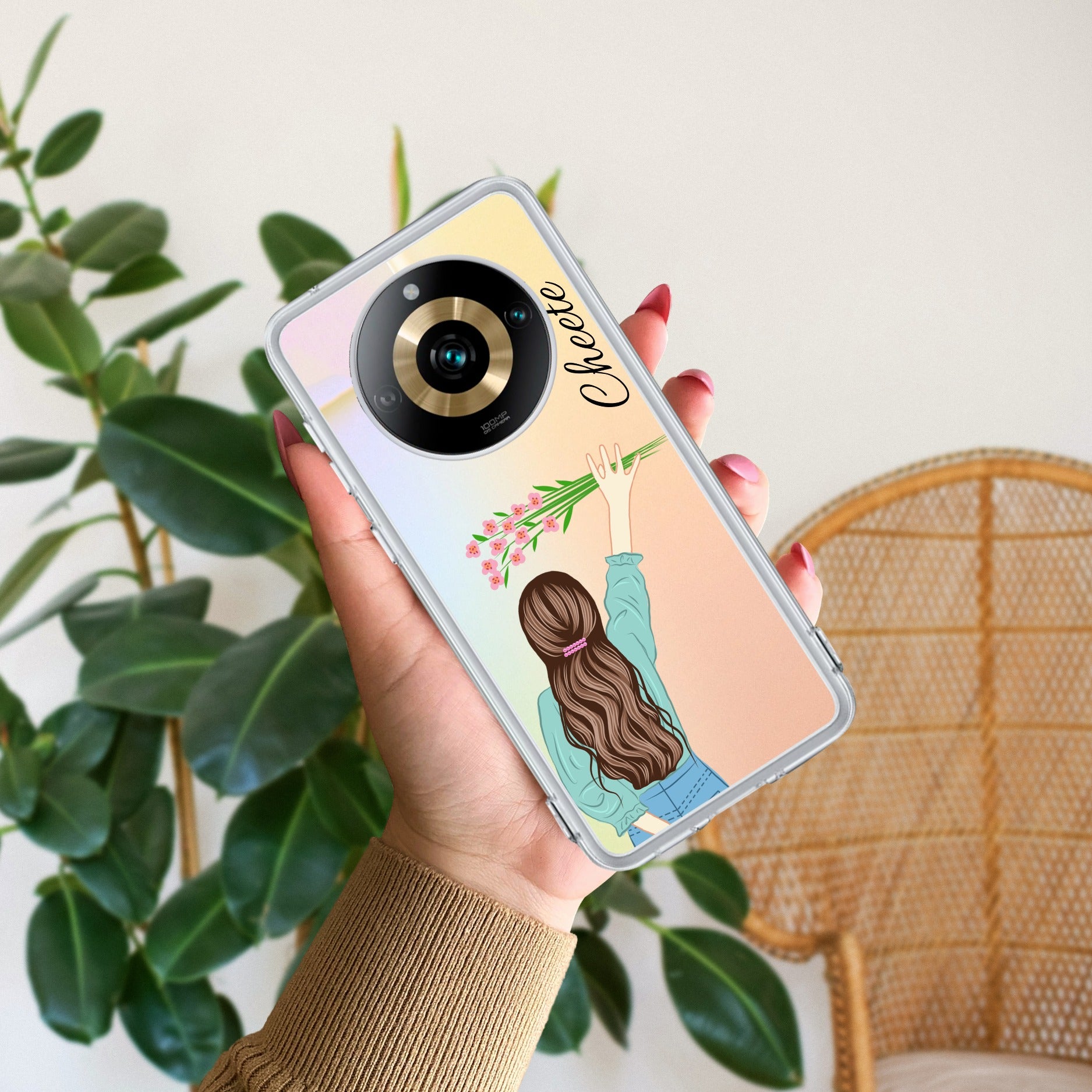 Personalized Blue Blossom Girl Transparent Silicon Case For Realme 11 Pro Plus 5G