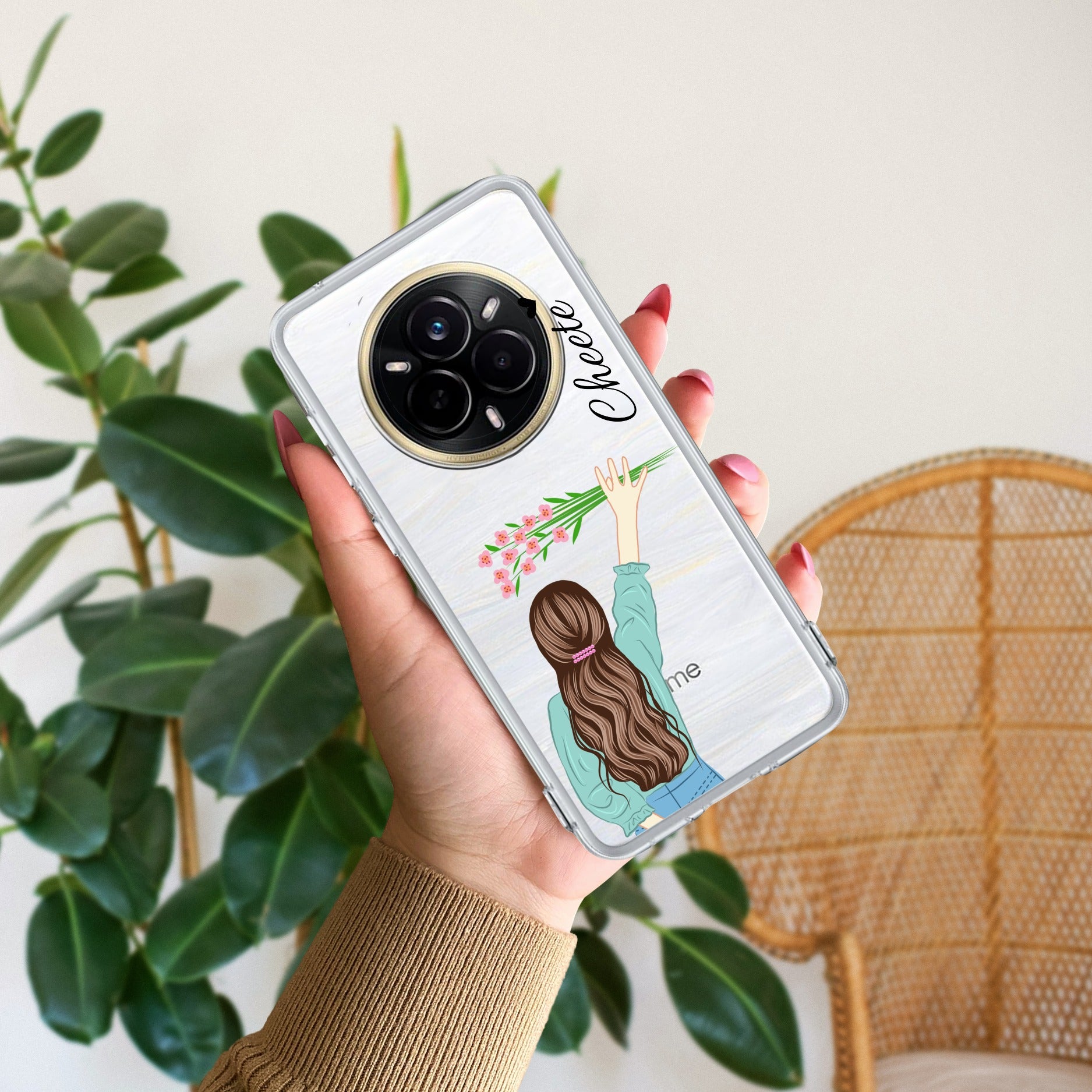 Personalized Blue Blossom Girl Transparent Silicon Case For Realme/Narzo