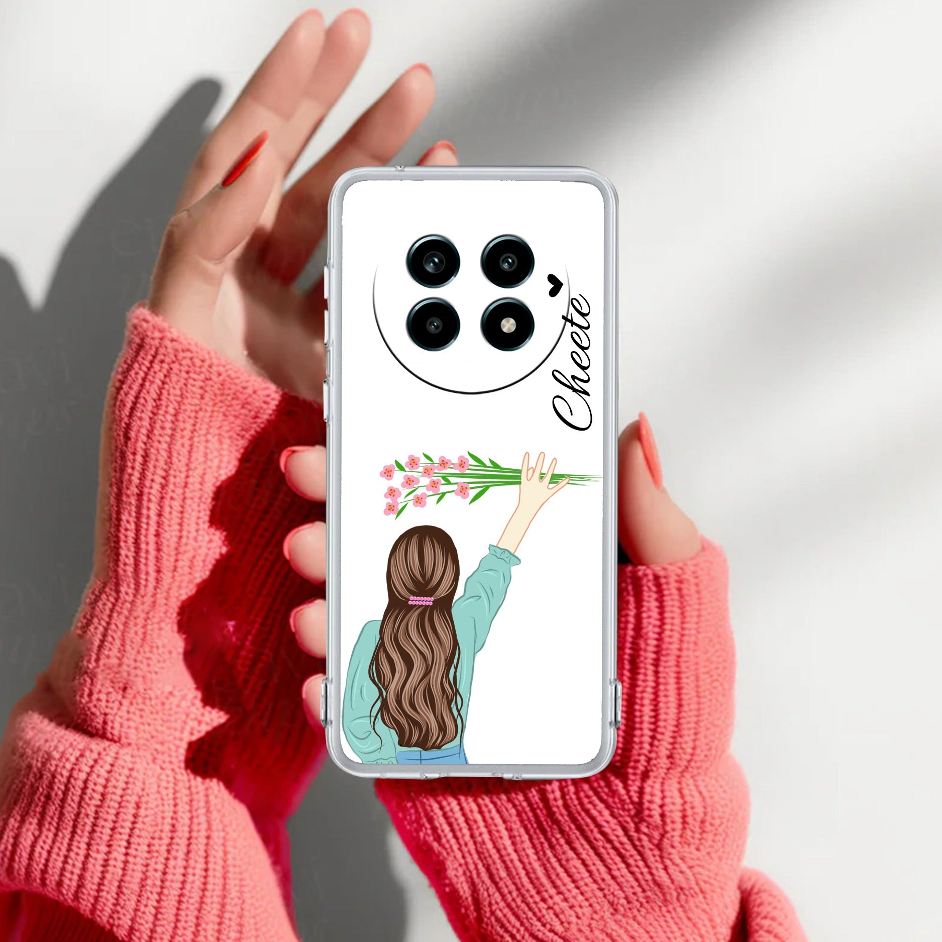 Personalized Blue Blossom Girl Anti Yelllow Case For Realme 14 Pro Lite 5G