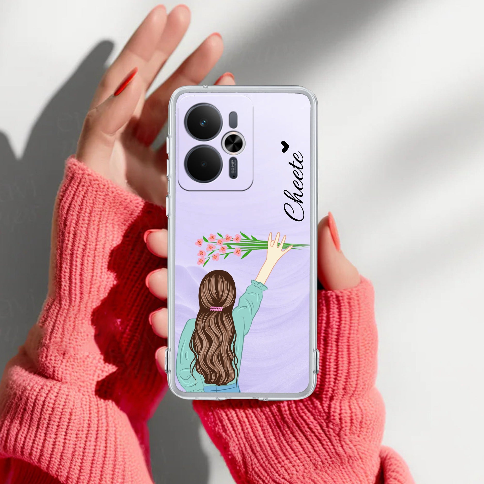 Personalized Blue Blossom Girl Anti Yelllow Case For Realme 14T 5G