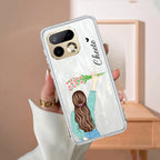 Personalized Blue Blossom Girl Transparent Silicon Case For Realme 8 4G / Realme 8 Pro
