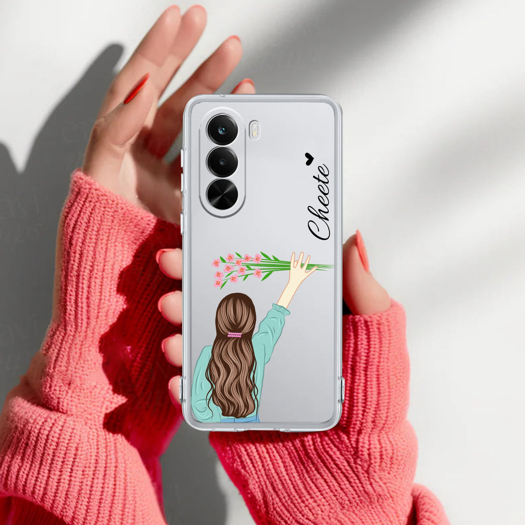 Personalized Blue Blossom Girl Anti Yelllow Case For Realme P4x 5G