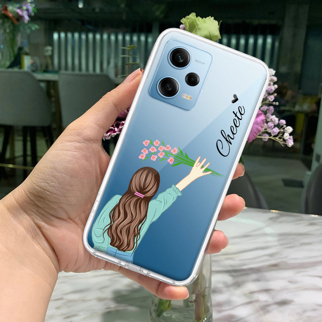 Personalized Blue Blossom Girl Transparent Silicon Case For Redmi Note 11