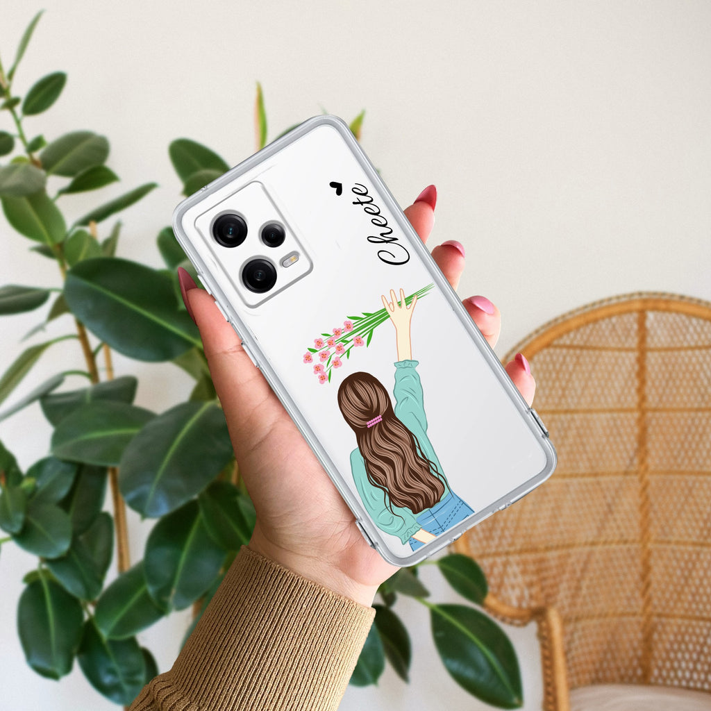 Personalized Blue Blossom Girl Transparent Silicon Case For Redmi Note 11 Pro / Redmi Note 11 Pro Plus 5G