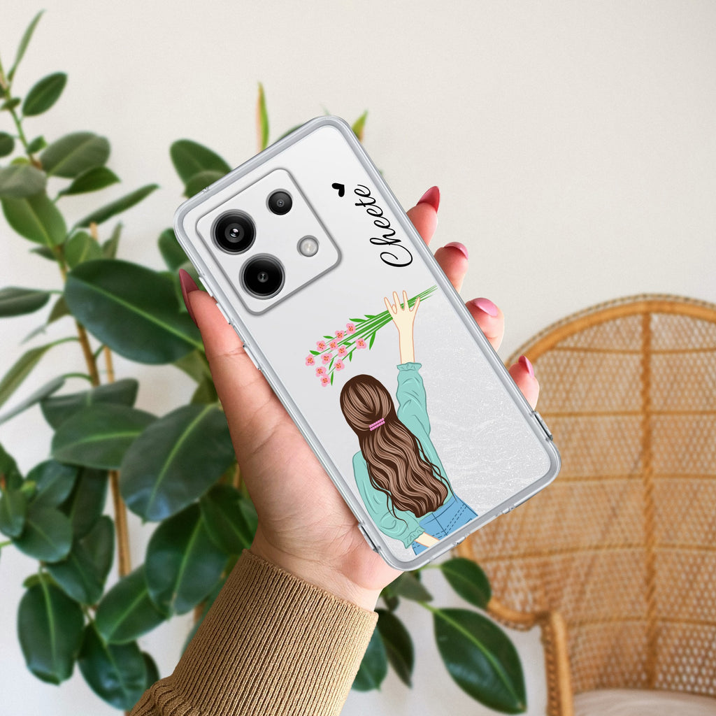 Personalized Blue Blossom Girl Transparent Silicon Case For Redmi A5 4G