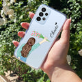 Personalized Blue Blossom Girl Transparent Silicon Case For Samsung Galaxy A52 / Samsung Galaxy A52s
