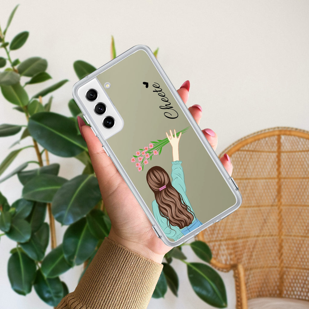 Personalized Blue Blossom Girl Anti Yellow Case For Samsung Galaxy S22 5G