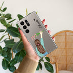 Personalized Blue Blossom Girl Transparent Silicon Case For Samsung Galaxy S22 Ultra 5G