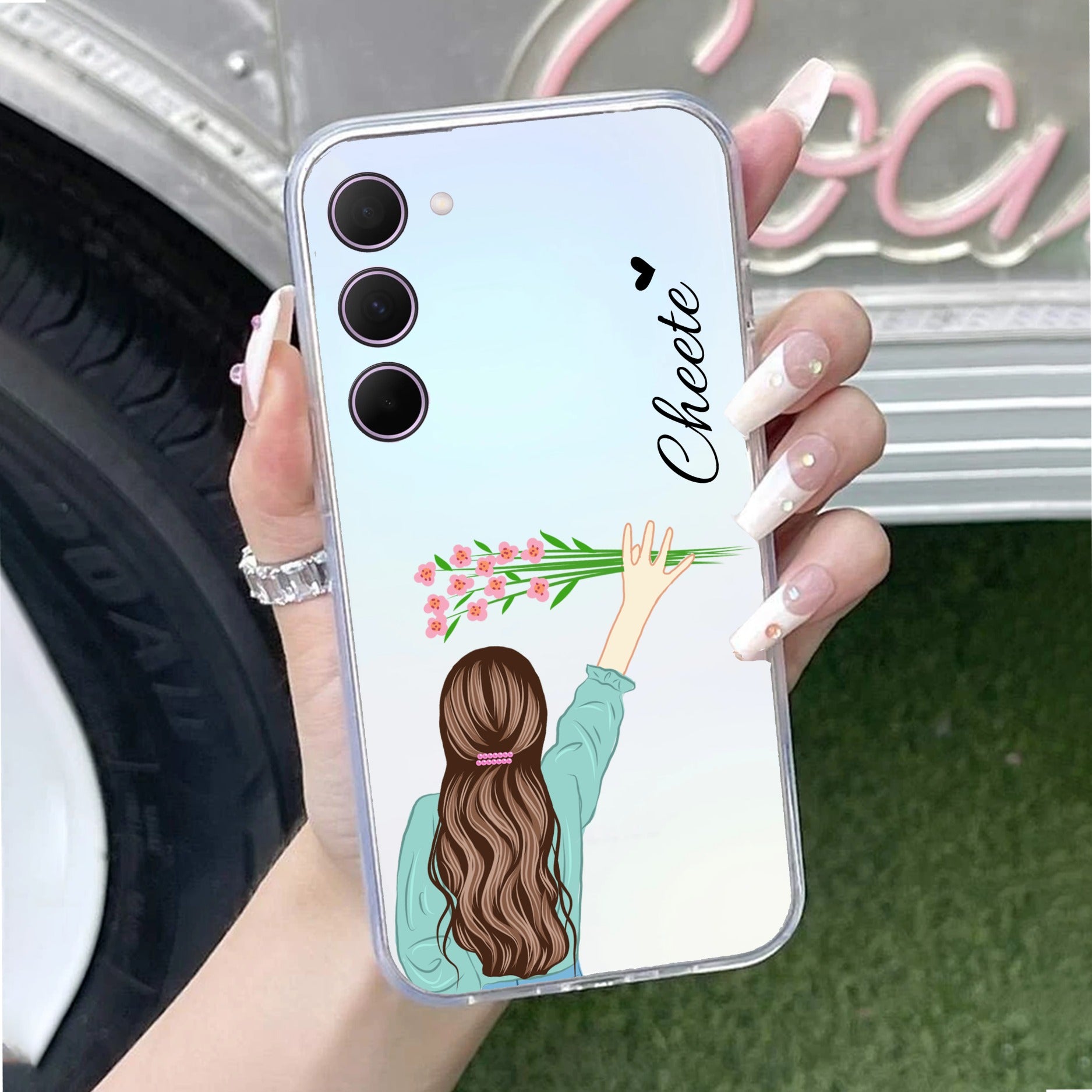 Personalized Blue Blossom Girl Anti Yellow Case For Samsung Galaxy S23 5G