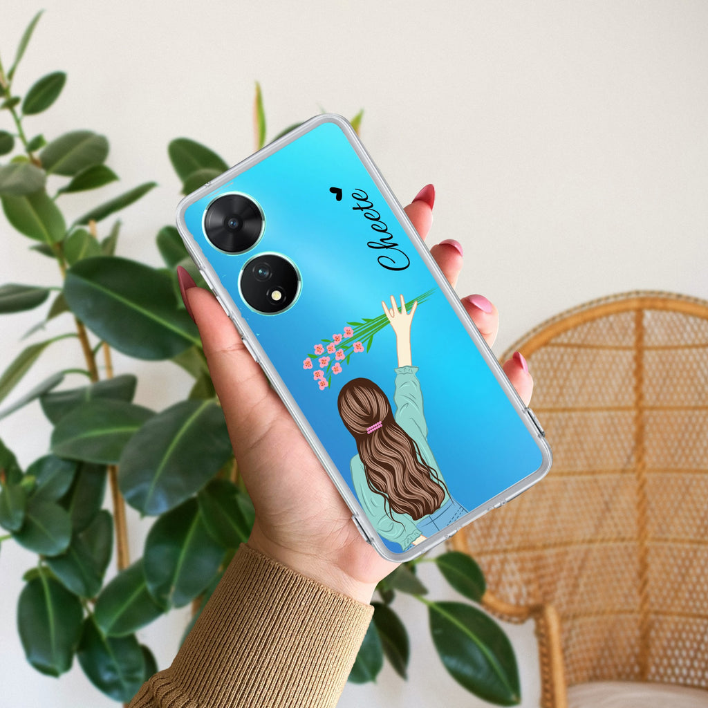Personalized Blue Blossom Girl Anti Yellow Case For Vivo T2 5G