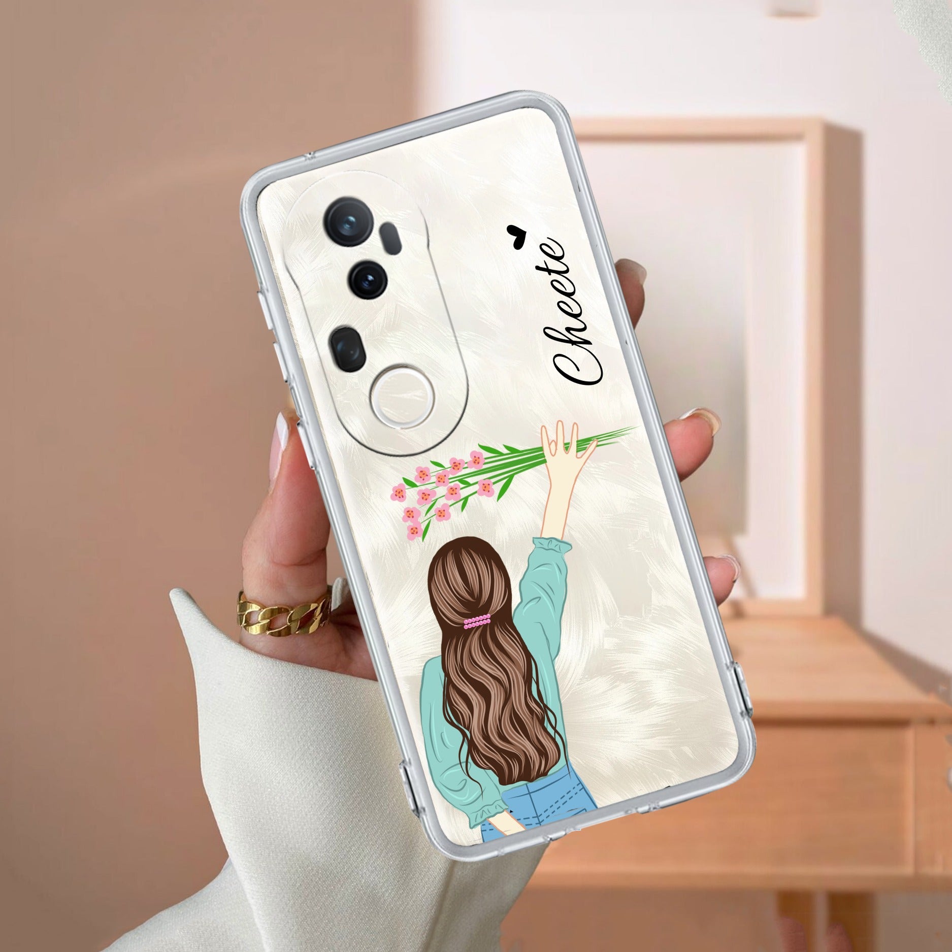 Personalized Blue Blossom Girl Transparent Silicon Case For Vivo