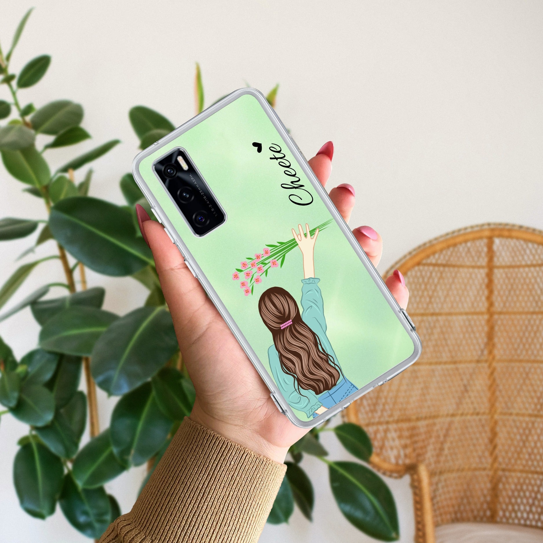 Personalized Blue Blossom Girl Transparent Silicon Case For Vivo