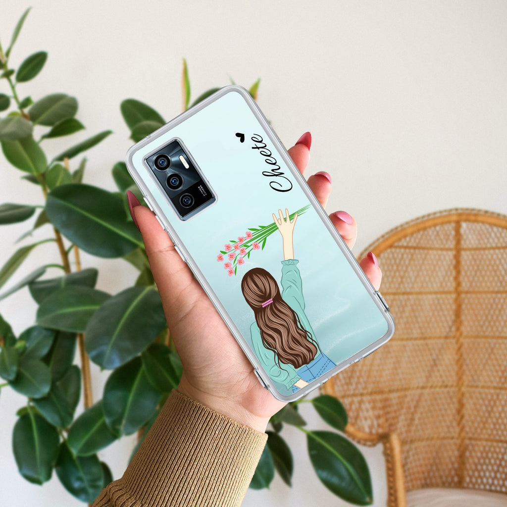 Personalized Blue Blossom Girl Anti Yellow Case For Vivo V23E