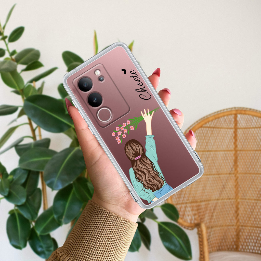 Personalized Blue Blossom Girl Anti Yellow Case For Vivo V29 5G