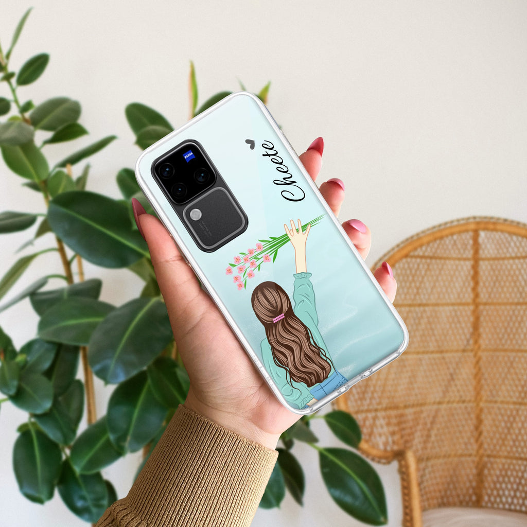 Personalized Blue Blossom Girl Anti Yellow Case For Vivo V30 Pro 5G