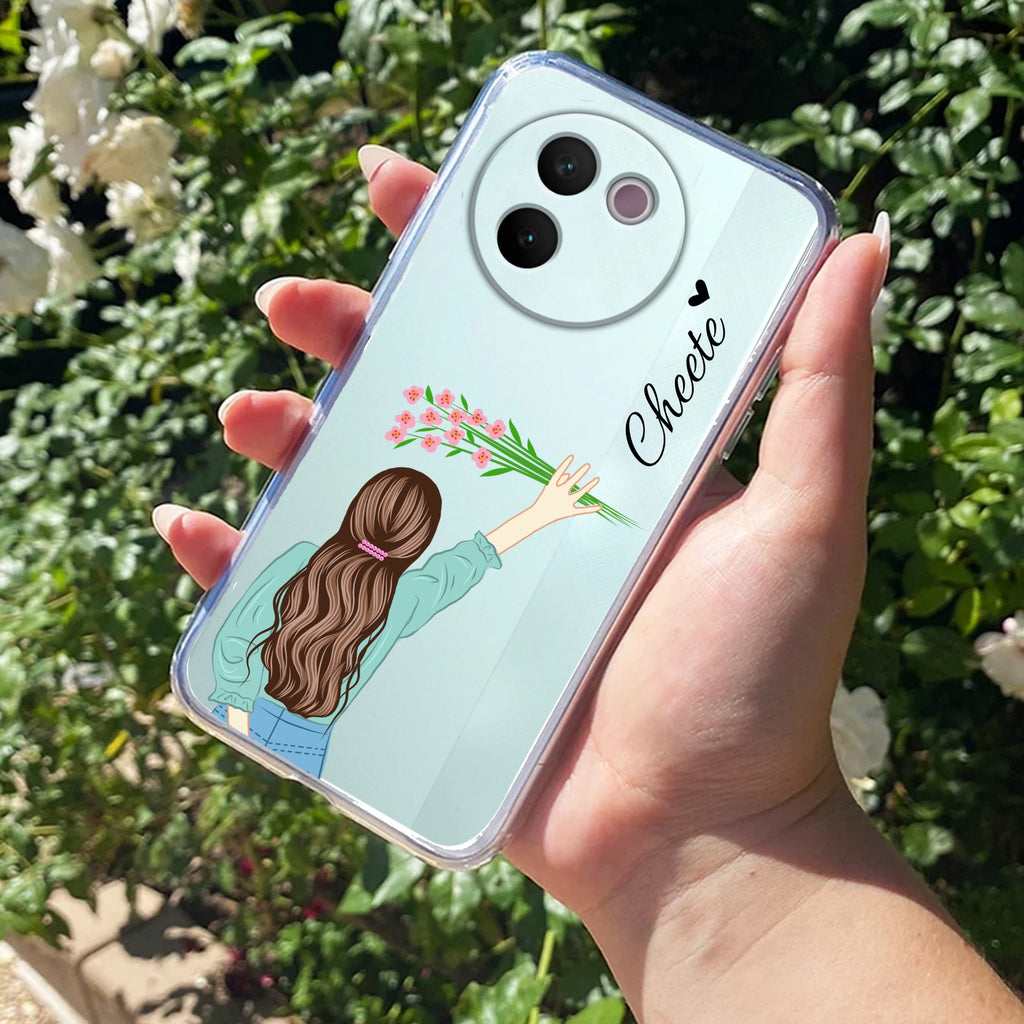 Personalized Blue Blossom Girl Anti Yellow Case For Vivo V30e 5G
