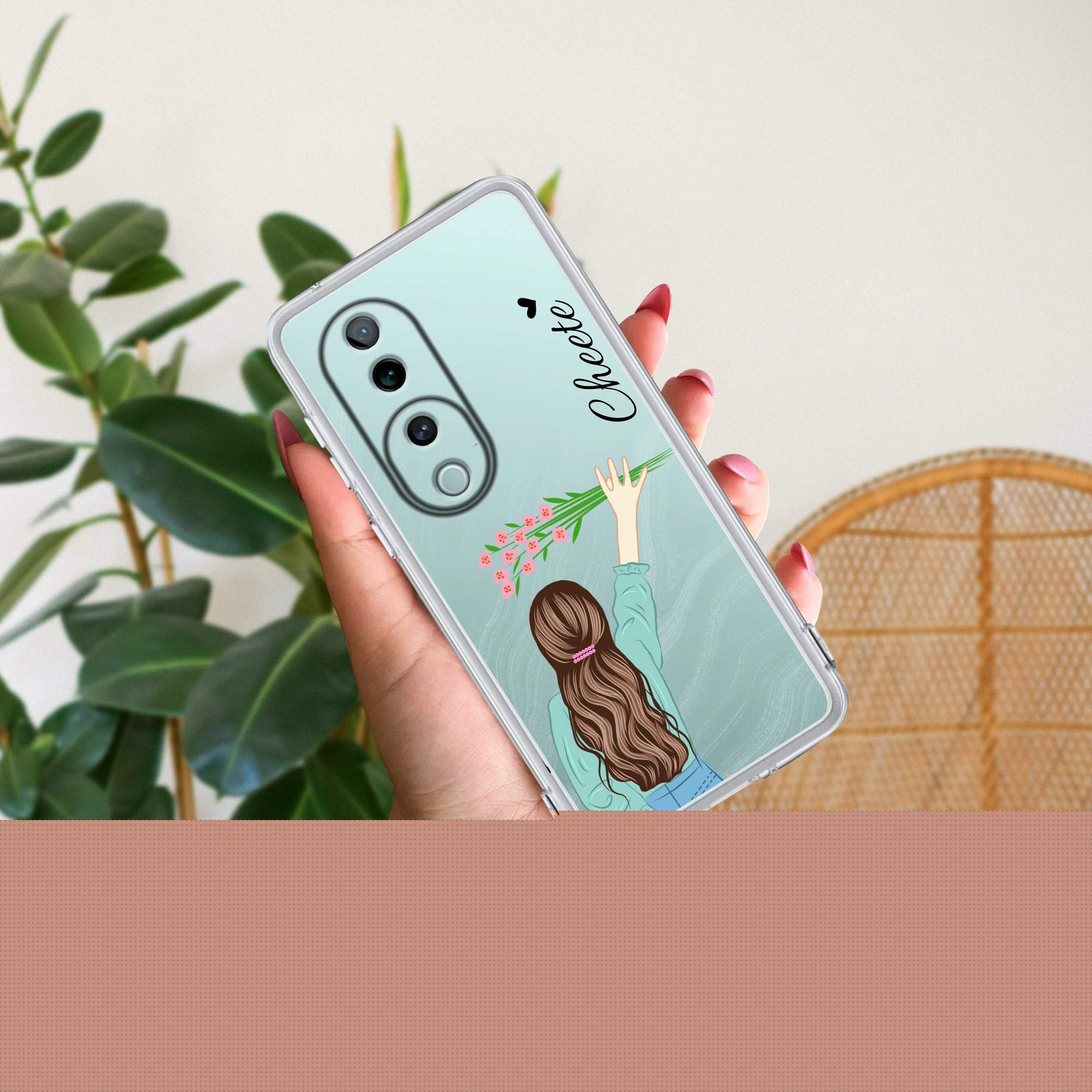 Personalized Blue Blossom Girl Transparent Silicon Case For Vivo