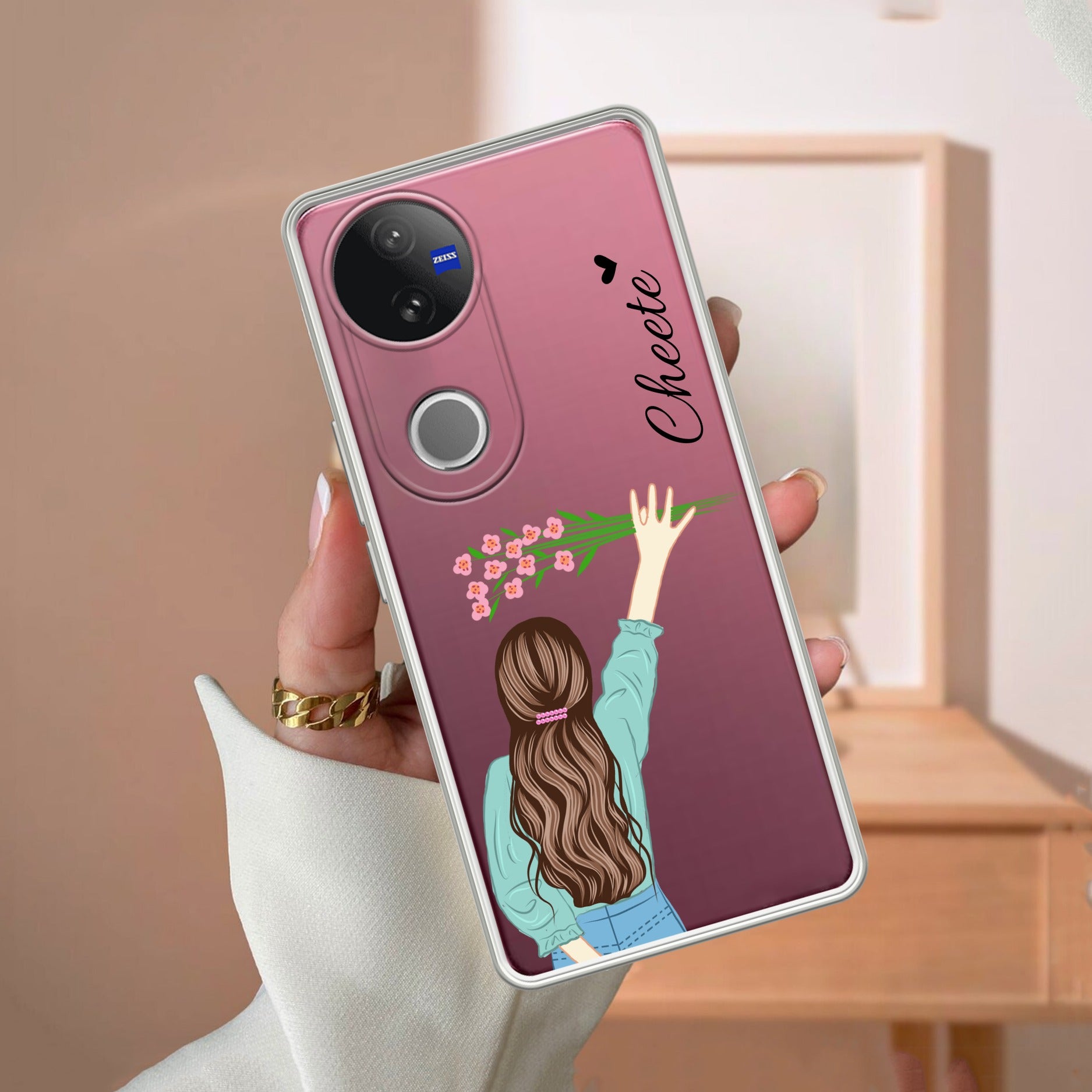 Personalized Blue Blossom Girl Anti Yellow Case For Vivo V50e 5G