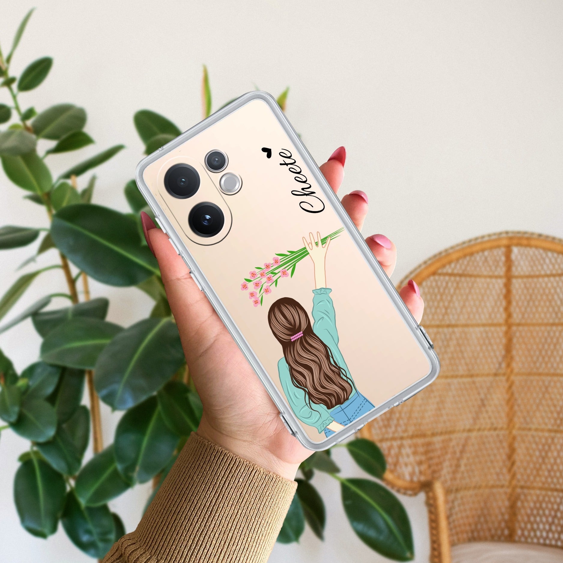 Personalized Blue Blossom Girl Anti Yellow Case For Vivo V60e 5G
