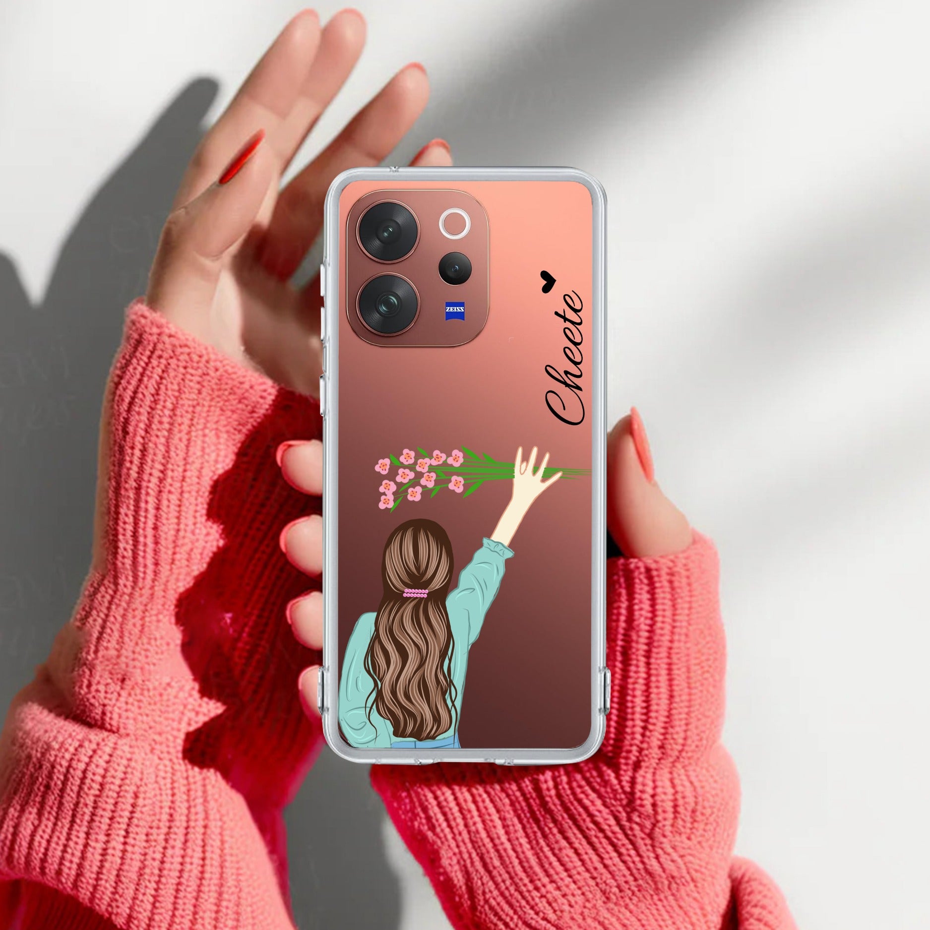 Personalized Blue Blossom Girl Transparent Silicon Case For Vivo