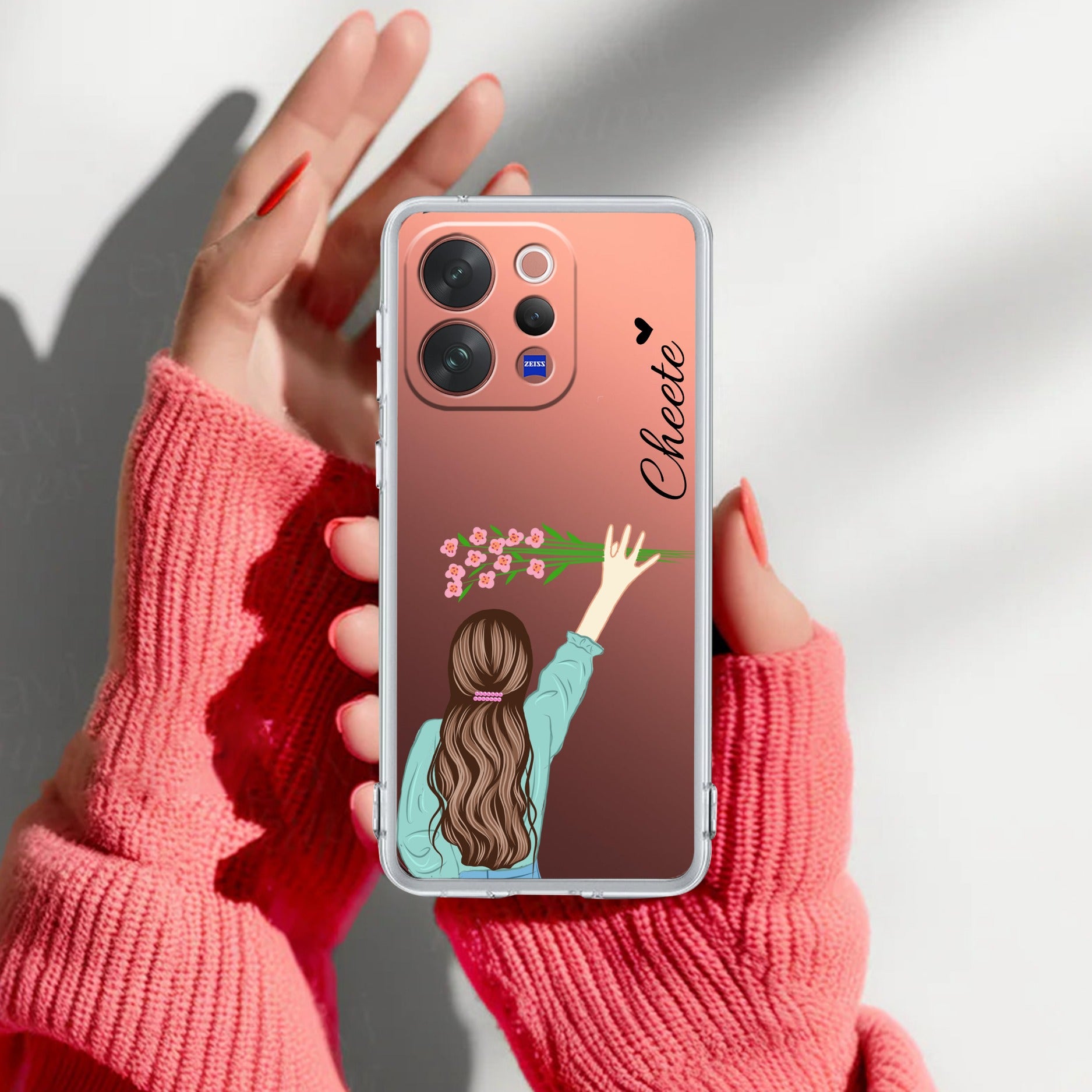 Personalized Blue Blossom Girl Transparent Silicon Case For Vivo V70 Elite 5G