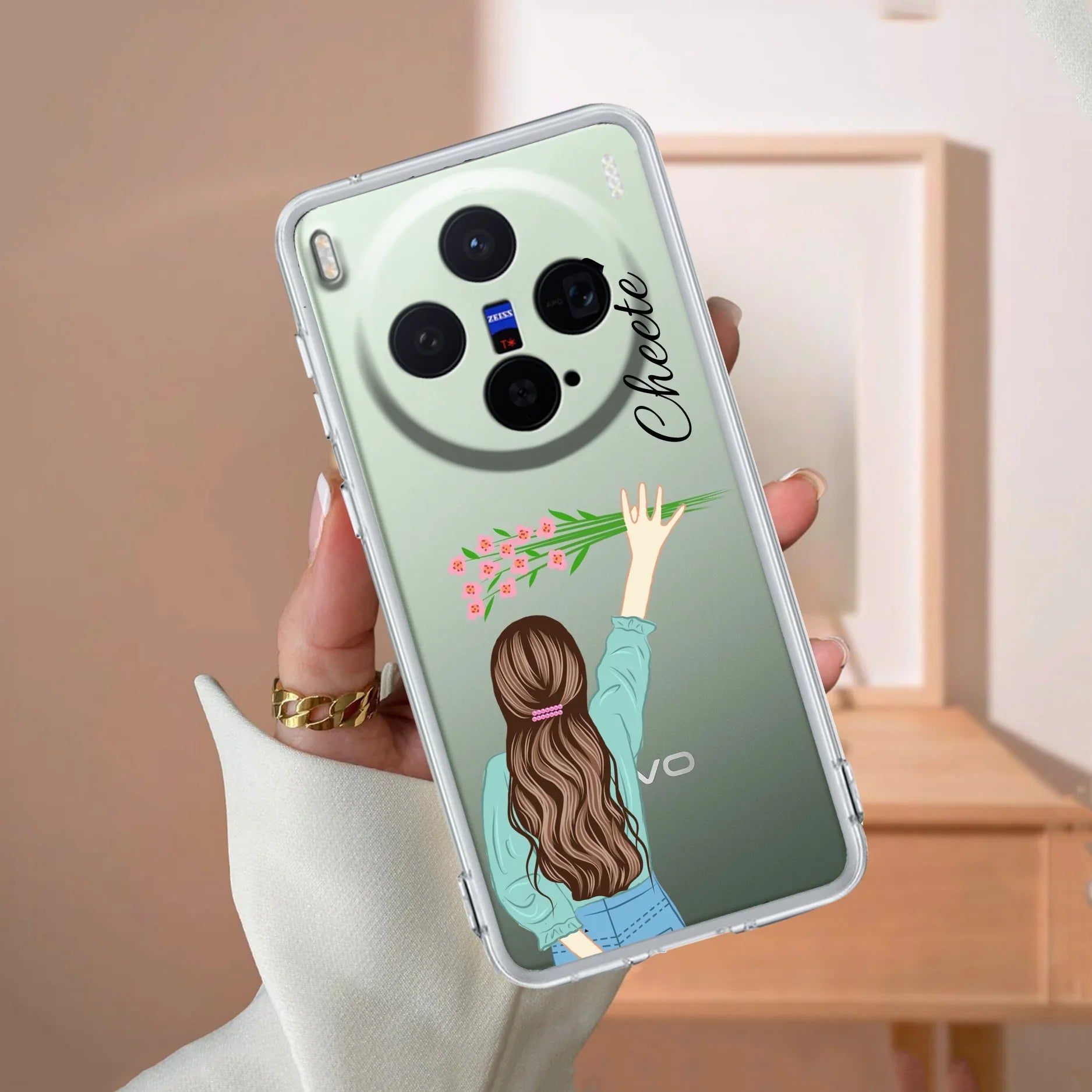 Personalized Blue Blossom Girl Transparent Silicon Case For Vivo - ShopOnCliQ