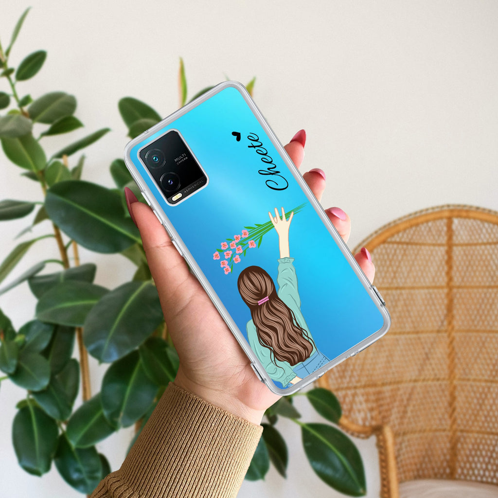 Personalized Blue Blossom Girl Anti Yellow Case For Vivo Y33s / Vivo Y33T