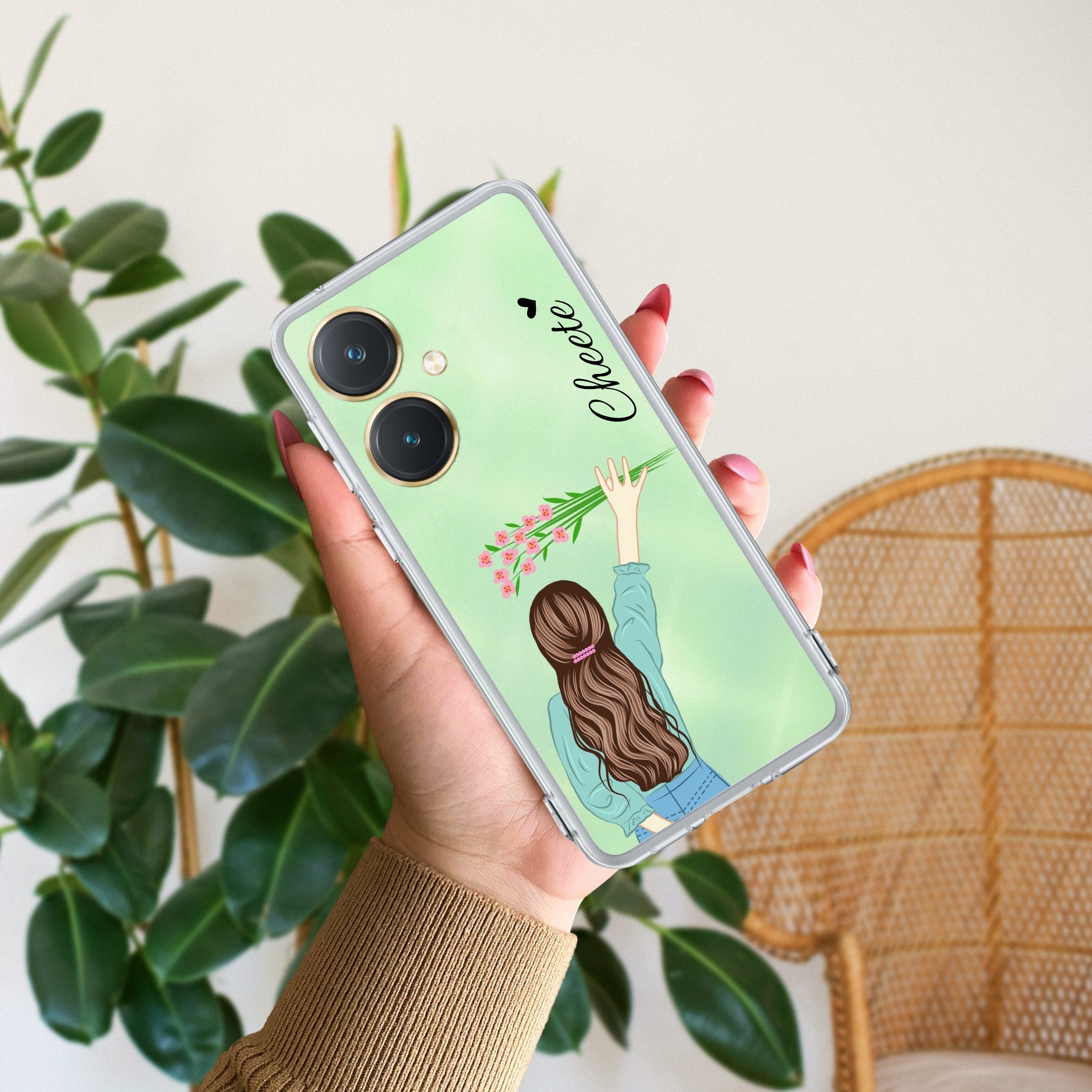 Personalized Blue Blossom Girl Anti Yellow Case For Vivo Y27 4G