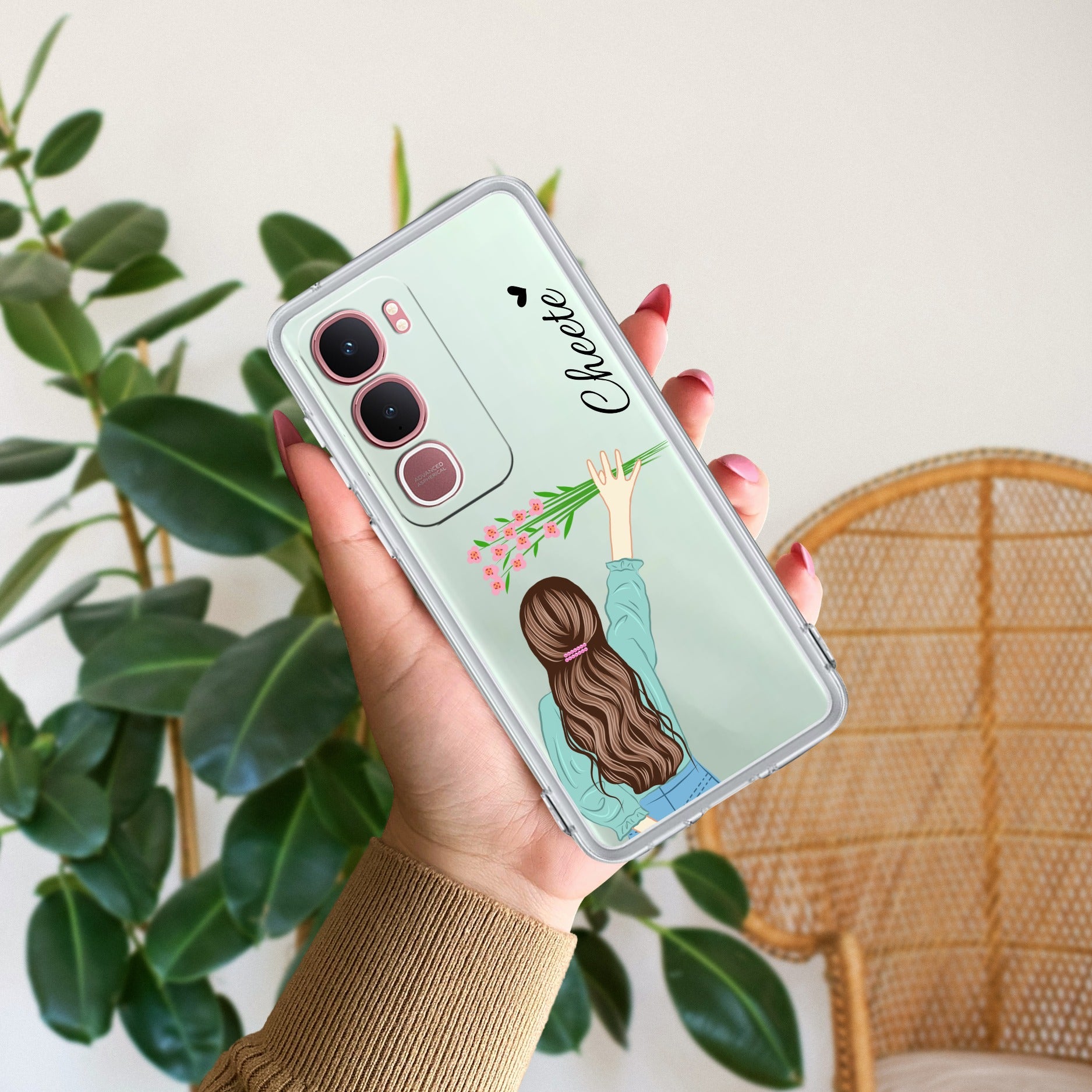 Personalized Blue Blossom Girl Anti Yellow Case For Vivo Y31 5G
