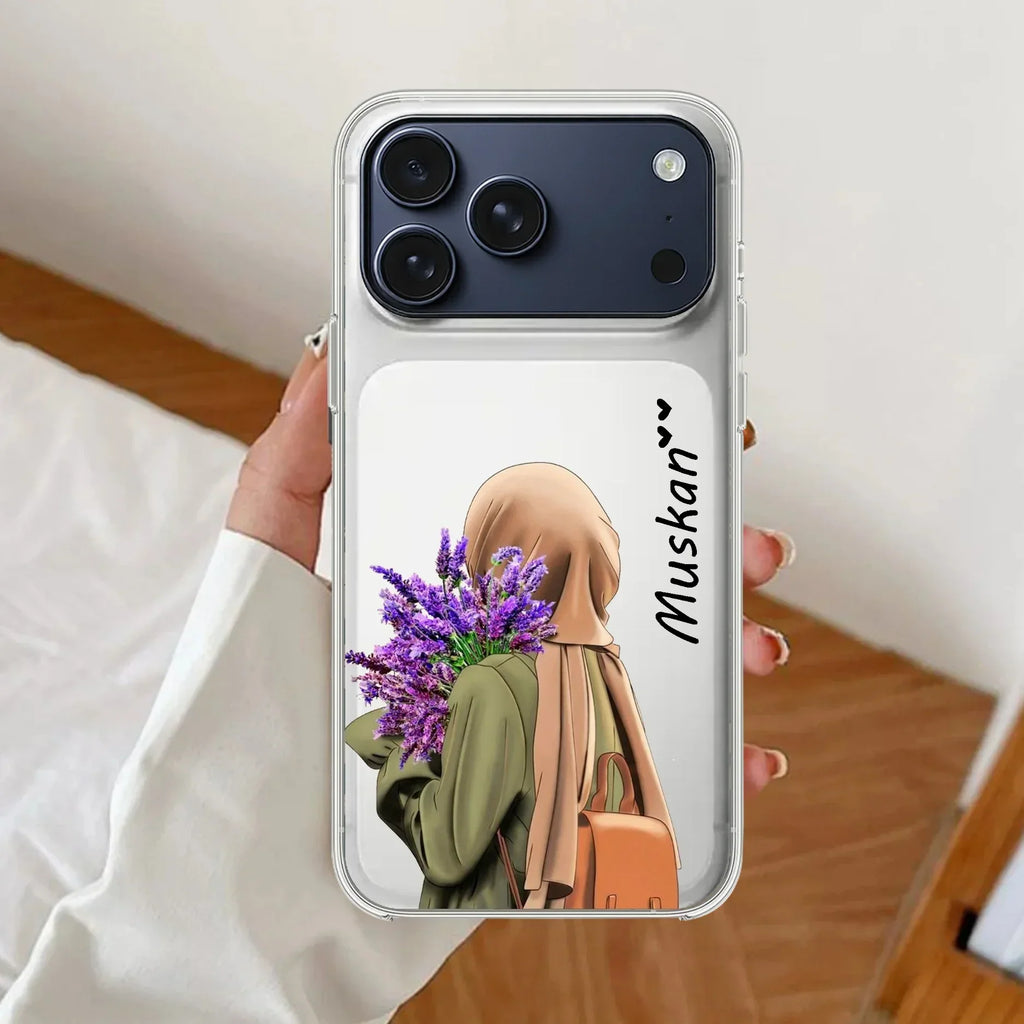 Personalized Hijab Girl Transparent Silicon Case For iPhone 13