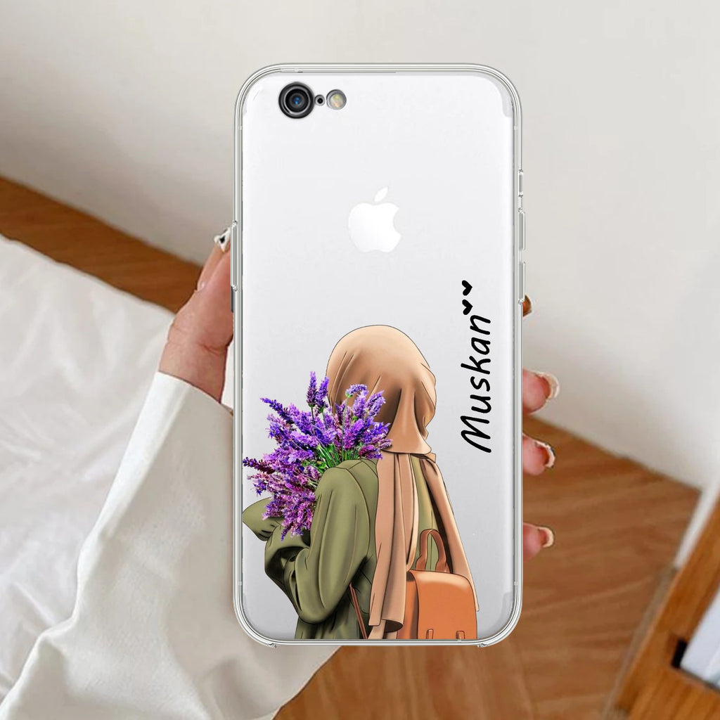 Personalized Hijab Girl Anti Yellow Clear Case For iPhone 7 / iPhone 8 / iPhone Se 2020