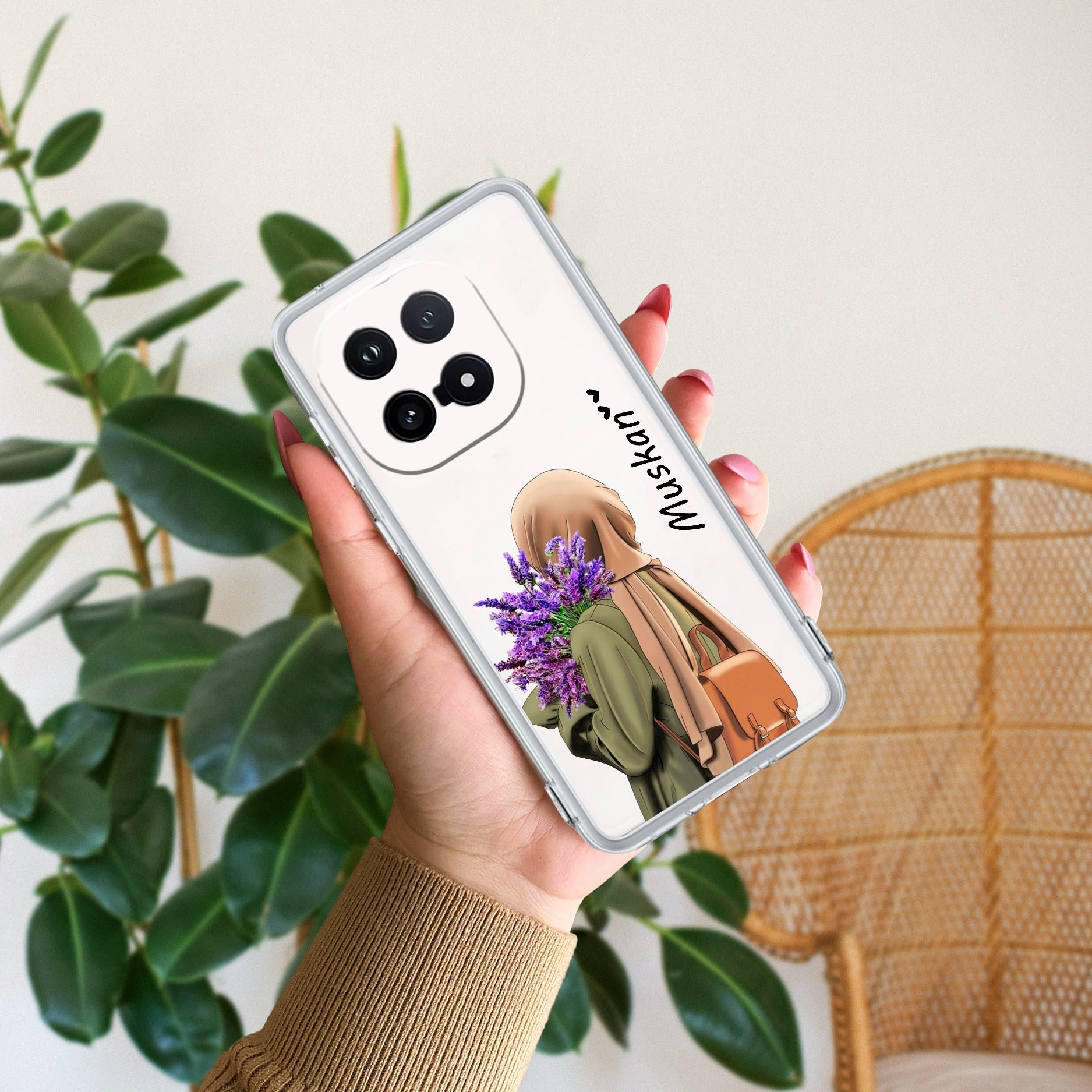 Personalized Hijab Girl Transparent Silicon Case For iQOO - ShopOnCliQ