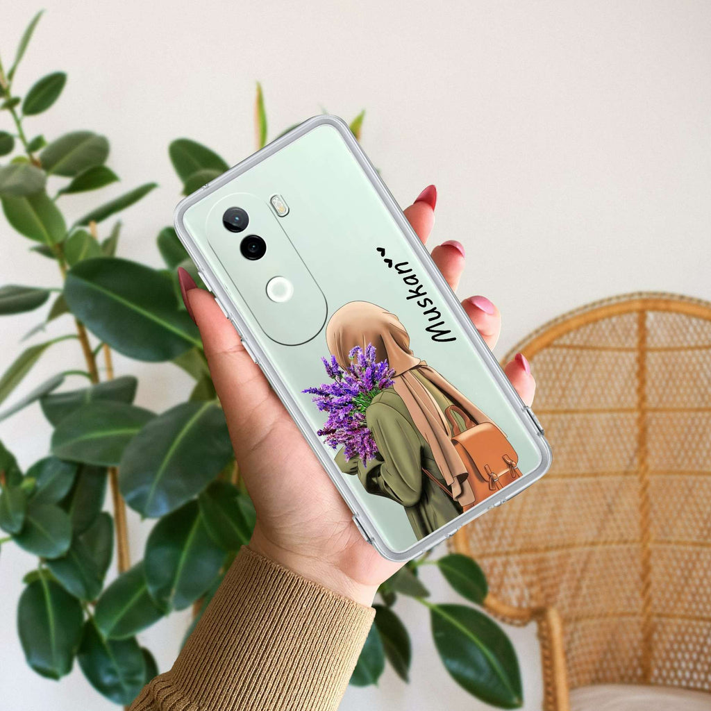 Personalized Hijab Girl Transparent Silicon Case For Vivo V23E