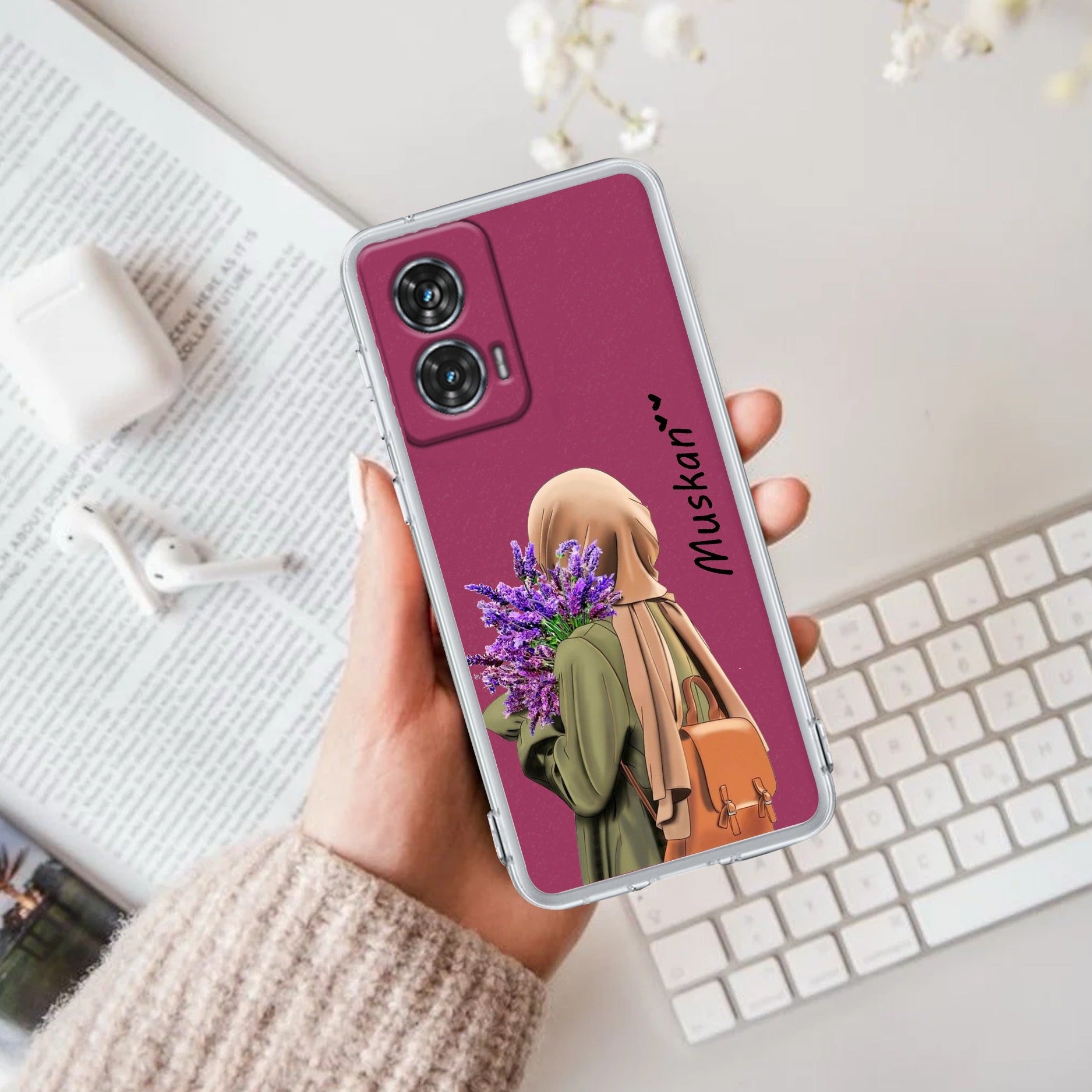 Personalized Hijab Girl Anti Yellow Case For Motorola G96 5G