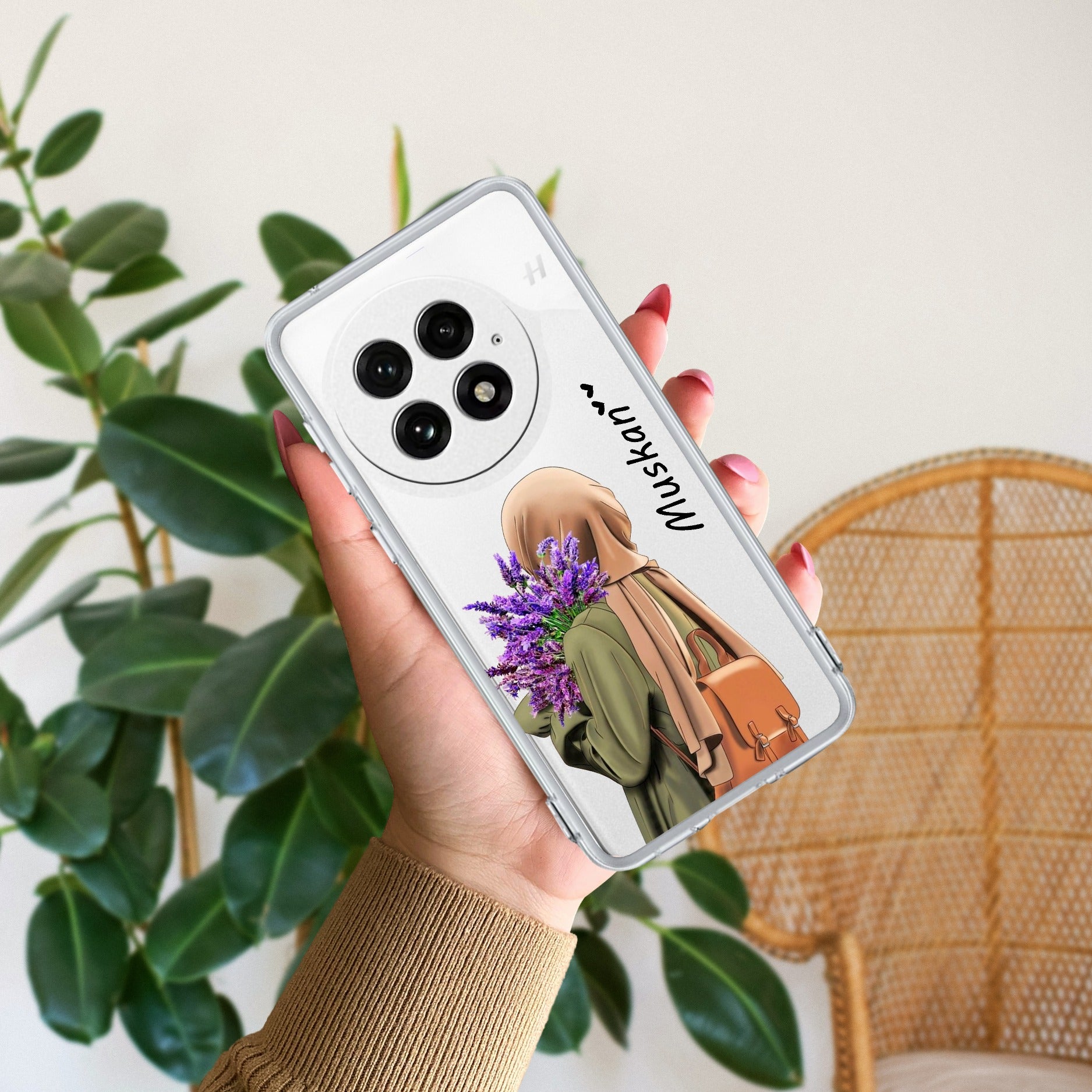 Personalized Hijab Girl Transparent Silicon Case For OnePlus 13 5G