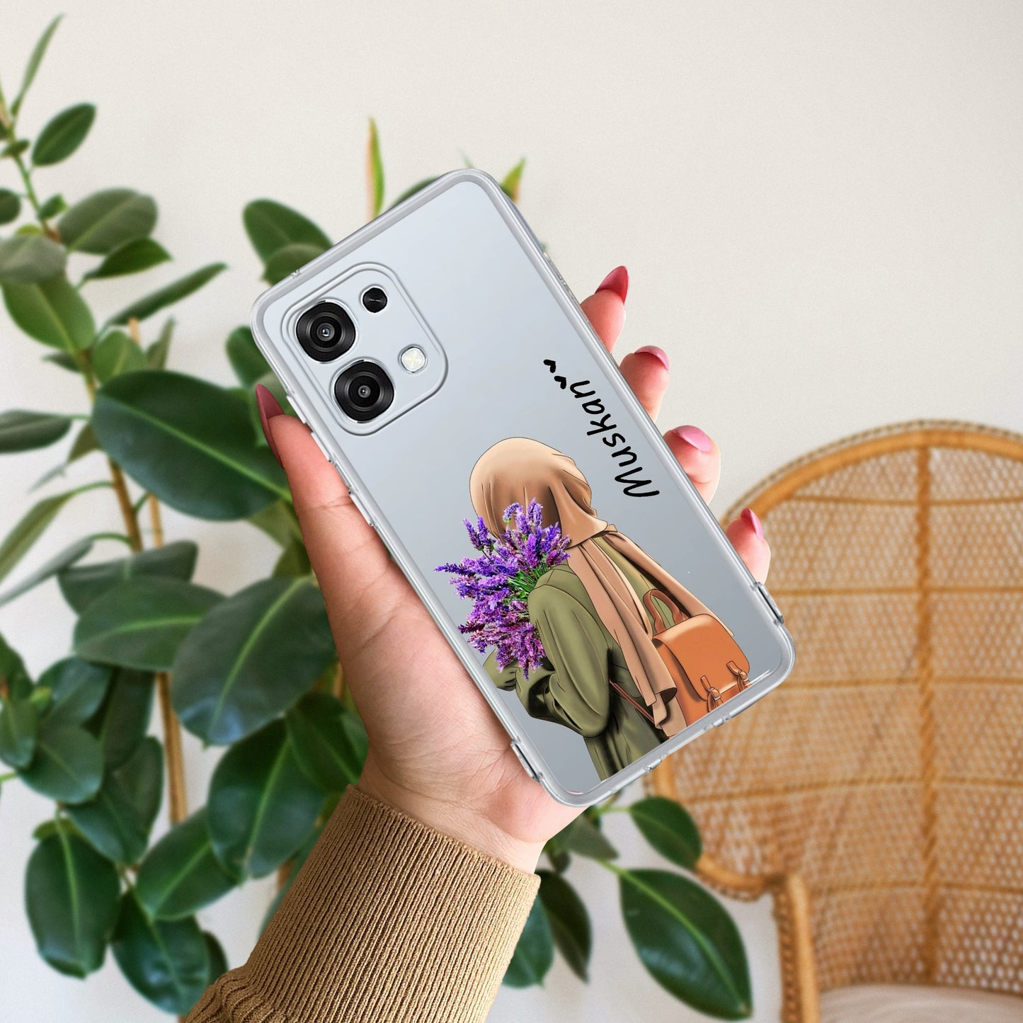 Personalized Hijab Girl Transparent Silicon Case For Oppo