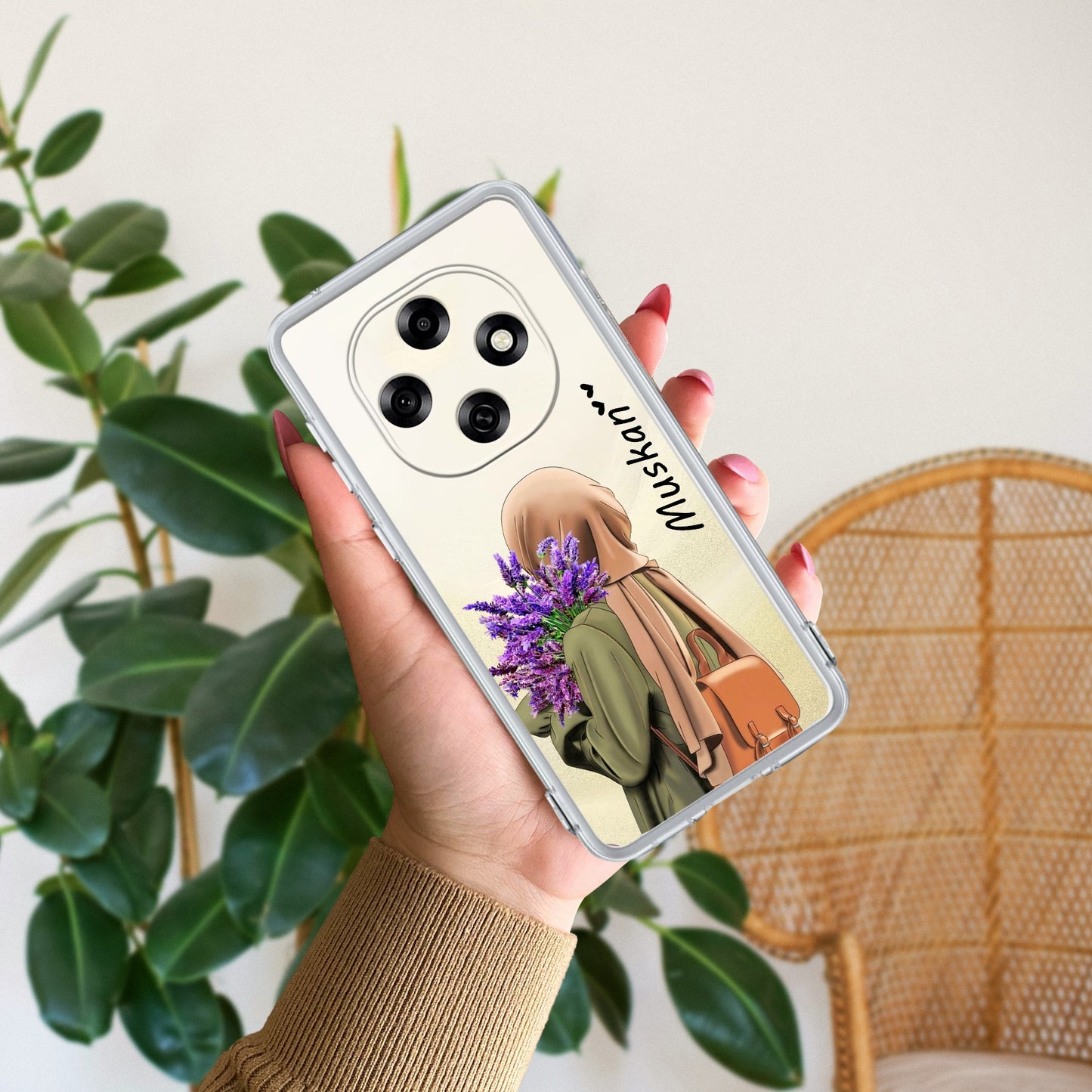 Personalized Hijab Girl Transparent Silicon Case For Oppo