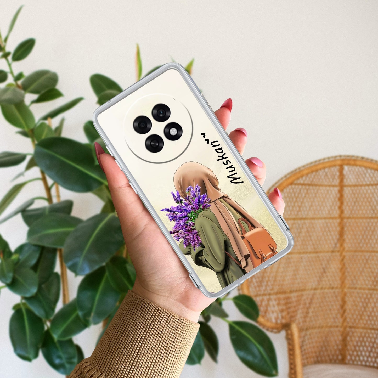 Personalized Hijab Girl Transparent Silicon Case For Oppo