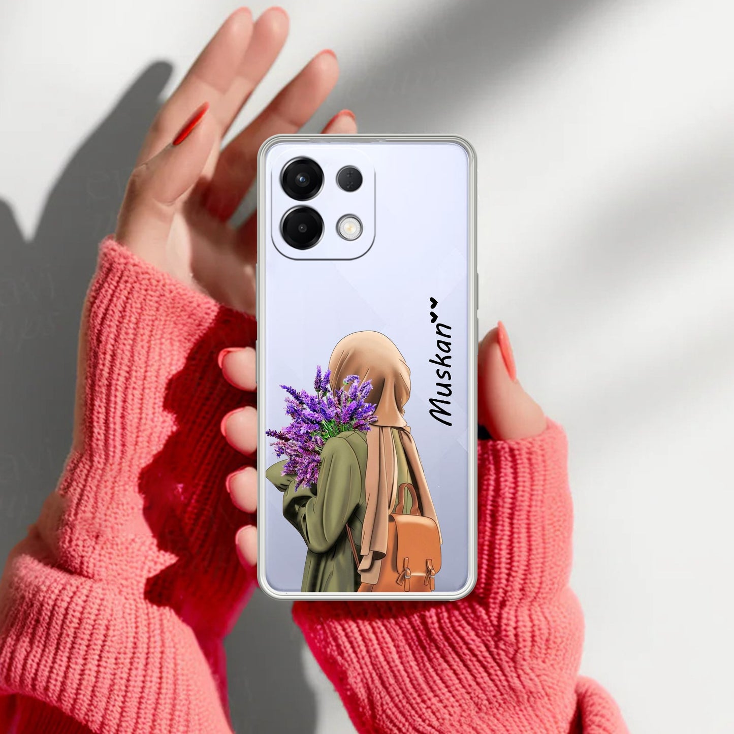 Personalized Hijab Girl Transparent Silicon Case For Oppo