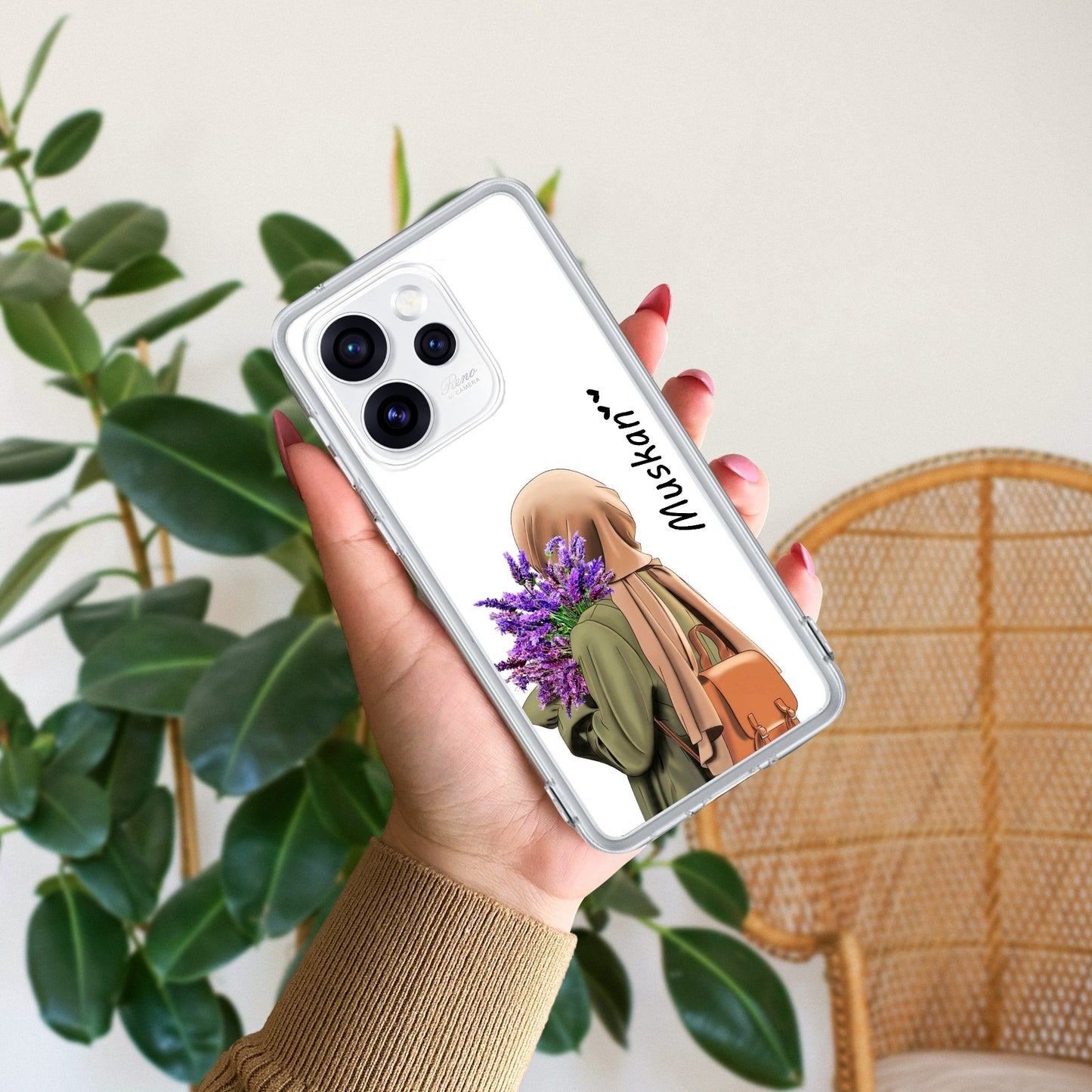 Personalized Hijab Girl Transparent Silicon Case For Oppo