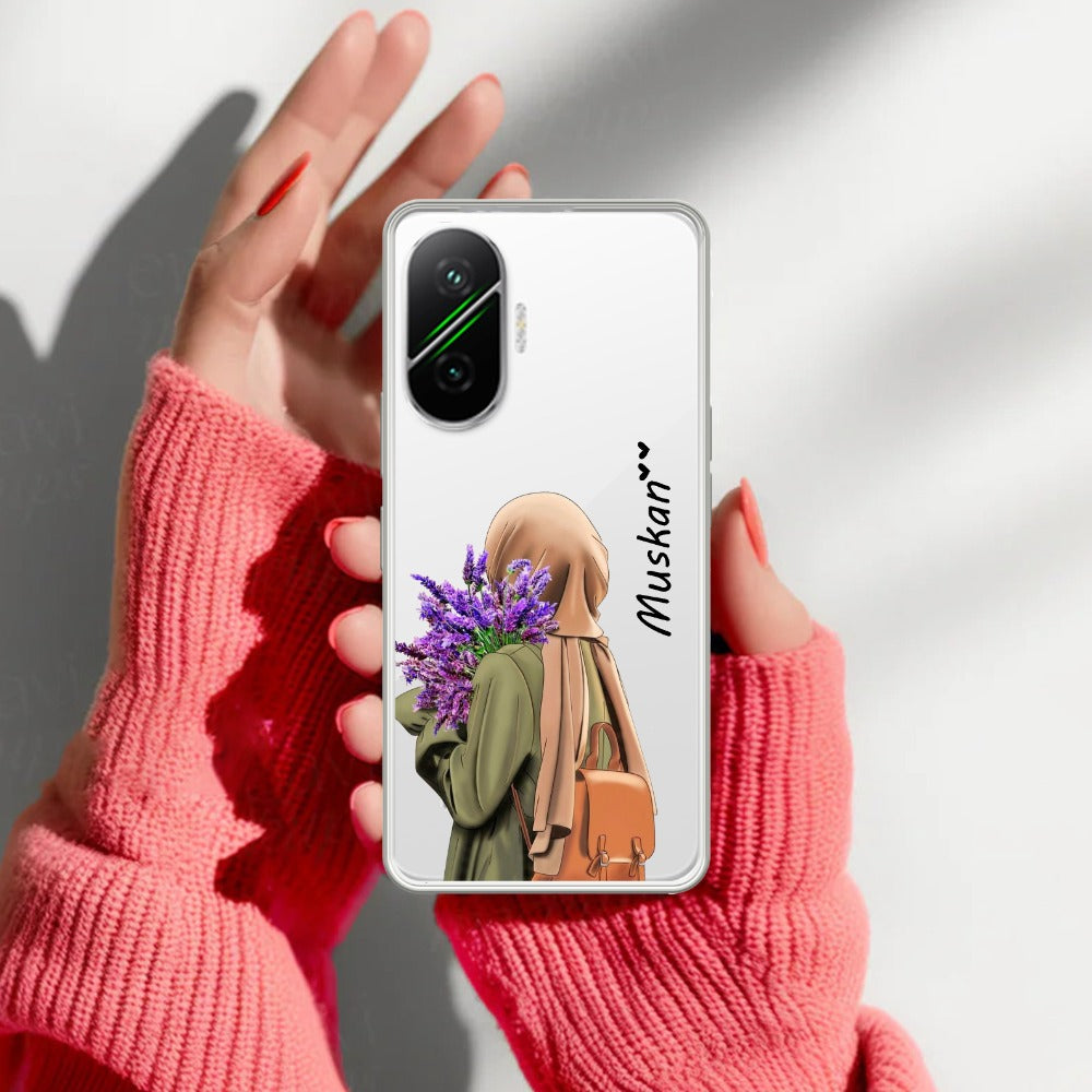 Personalized Hijab Girl Transparent Silicon Case For Poco