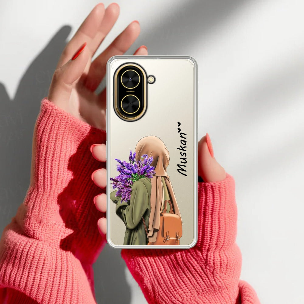 Personalized Hijab Girl Transparent Silicon Case For Poco