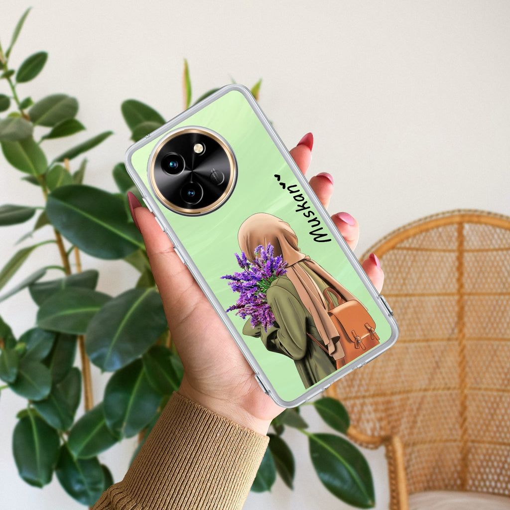 Personalized Hijab Girl Transparent Silicon Case For Vivo