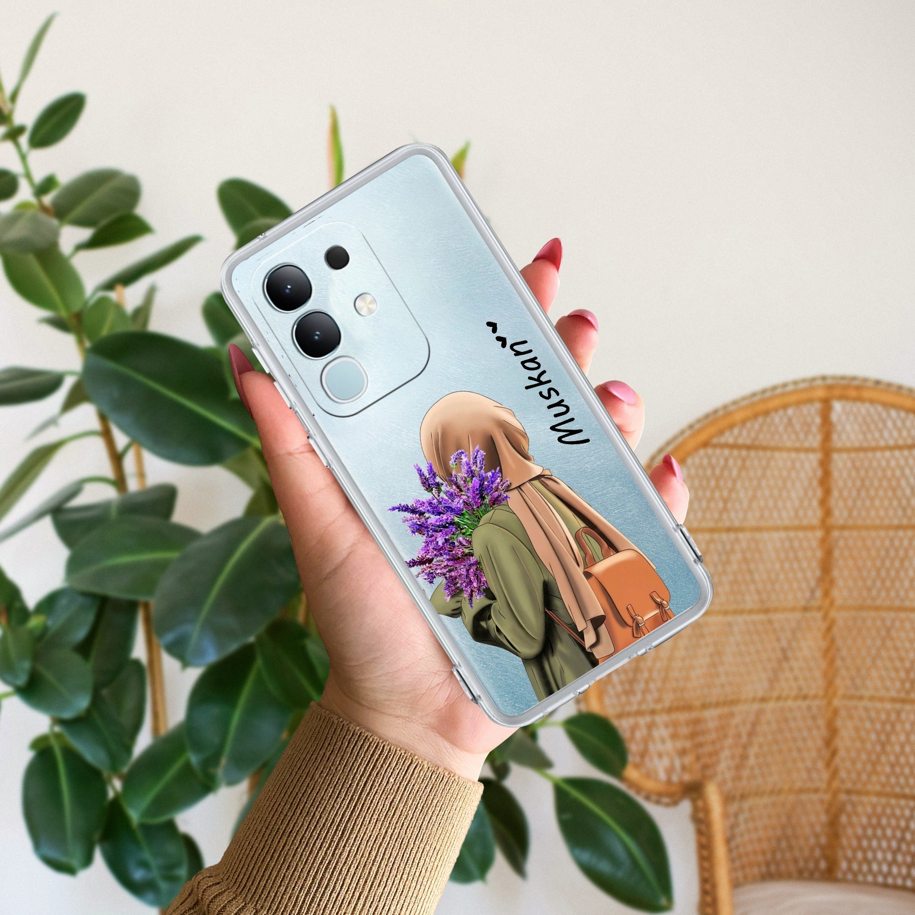 Personalized Hijab Girl Transparent Silicon Case For Vivo Y21 / Vivo Y21A / Vivo Y21E /Vivo Y21S/ Vivo Y21T